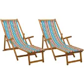 vidaXL Klappbare Sonnenliege 2 pcs 3 Position Massives Eukalyptus Holz