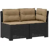 vidaXL 2-Sitzer Garten-Sofa mit Kissen Rattan-Look 2-Sitzer PP