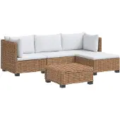 vidaXL 5 Stk. Rattan-Lounge-Set mit Kissen GENDT Naturrattan Natur