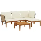 vidaXL 5 stk. Massives Akazienholz & Seil Natur
