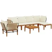 vidaXL 7 stk. Massives Akazienholz & Seil Natur