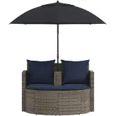 vidaXL Garten-Sofa 8 stk. Poly-Rattan Grau und Marineblau