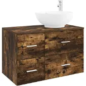 vidaXL Badezimmermöbel-Set 2 stk. Geräucherte Eiche Holzwerkstoff