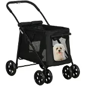 BellaFurn Hundekinderwagen - Zusammenklappbarer Hundekinderwagen | Farbe: Schwarz | Abmessungen: 62x102x105 cm