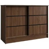 Beautysofa Kommode MIRELA 100 cm Warmia Walnuss, Sideboard mit 2 Schiebetüren, Highboard mit dekorativen Zierleisten, Moderne Anrichte, Viel Stauraum