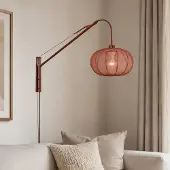 LumenXL Verstellbare Wandlampe Flera mit rundem Stoffschirm in Terrarosa