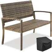 TecTake GmbH Rattan-Gartenbank Murat 2-Sitzer, wetterfest, 250 kg - natur 406748