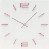 AMS W9592 Wanduhr weiß lackiert mit aufgesetzten rosafarbenen Aluminium-Ziffern