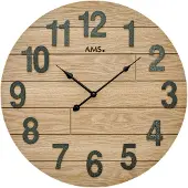 AMS W9617 Wanduhr mit Holzgehäuse und aufgelegten Zahlen