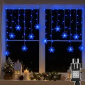 Lapamax 1,8M LED Lichterkette Schneeflocke Lichtervorhang Wasserdicht 8 Lichtmodi Innen Garten Weihnachten Deko, Blau
