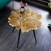 Invicta riess-ambiente Dekorativer Beistelltisch GINKGO LEAFS 60cm gold Metall Couchtisch