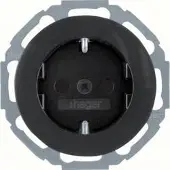 Hager WLS1200BG Steckdose SCHUKO mit erhöhtem Berührungsschutz Serie R.Classic schwarz,glänzend