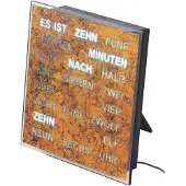 AMS T1240 Tischuhr mit LED-Wortuhr und Wurzelstruktur-Zifferblatt