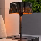 LUCANDE Tisch-Heizstrahler Pyravo, schwarz, Alu, 70 cm, IP44 Pyravo, schwarz, Aluminium, Modern