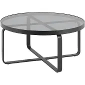 Home24 Couchtisch - Glas / Metall - Grau / Schwarz