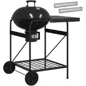 vidaXL Holzkohlegrill mit Räuchertuben 91 x 71 x 107 cm Stahl Schwarz