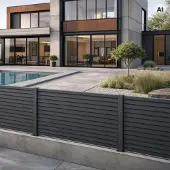 Minka Zaunserie Strata 194 x 120cm Aluminium Gartenzaun in Anthrazit