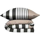Schiesser Bettwäscheset Leika | Gestreift | Renforcé | 2-teilig | 100% Baumwolle | Angenehm weich & glatt | YKK-Reißverschluss | 135x200 cm + 80x80 cm | Greige