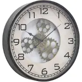 Boltze Wanduhr "Industry" aus Glas/Holz/Metall in schwarz/weiß B48cm, Uhr