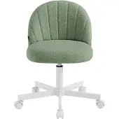 Songmics Schminkstuhl, Bürostuhl, Teddy-Fleece-Oberfläche, höhenverstellbar, kompaktes Design, grün