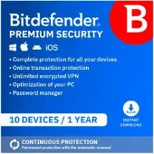 Bitdefender Premium Security 2026 | 10 Geräte | 1 Jahr | Automatische Verlängerung