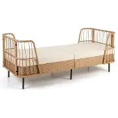 KOMFOTTEU Balkonmöbel Outdoor, Gartensofa mit dicken Kissen & Armlehnen