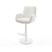 DELIFE Barstuhl Clea-Flex Bouclé Creme-Weiß Drehfuß höhenverstellbar Metall Weiß