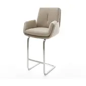 DELIFE Barstuhl Clea-Flex Bouclé Schlamm Freischwinger Flach Edelstahl Silberfarben