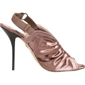 Dolce&Gabbana Bronze Satin Raffung Slingback Sandalen Schuhe