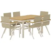Ebuy24 Panama Gartenset Tisch mit Auszug 90x160 cm Natur 6 Stühle beige.