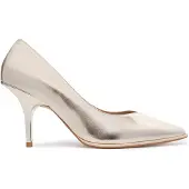 Pinko – Goldene Damenschuhe mit Absatz aus Leder