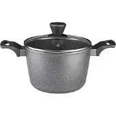 Ambition Topf Aluminium Kochtopf Suppentopf mit Glasdeckel Grau SILVERSTONE 3,6L