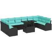 vidaXL Gartensofa-set 11 stk. Schwarz Poly Rattan