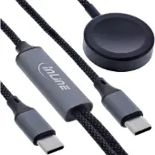 InLine 2-in-1 charging cable for Apple Watch + USB-C, 100 W, USB 2.0, 1.2 m, 1,2 m, USB C, USB 2.0, 0,48 Gbit/s, Schwarz, Grau