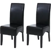 MCW 2er-Set Esszimmerstuhl Küchenstuhl Stuhl Crotone, LEDER schwarz, dunkle Beine