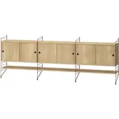 String Sideboard Kommode mit Regalböden Dunkelrot Eiche