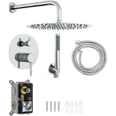 vidaXL Verdecktes Duschsystem (Rund) Silber Edelstahl 201