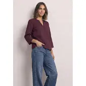 Street One Schlupfbluse 3/4-Arm Sommerbluse mit Split Neck
