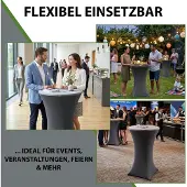 Baumarktplus 20x Stehtischhusse Stretch anthrazit Partytisch Bistrotisch 80cm Weiß, Ø 60 cm, 1er