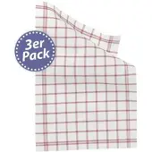 Kracht 3er Pack Halbleinen Geschirrtücher Scandic Karo rot 50x70 cm - rot