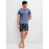 Calida Shorty "Relax Imprint 1", Damen, Gr. L (52/54), blau (coastal fjord), Single Jersey, Obermaterial: 100% Baumwolle, bequem kurz, Serafino, Homewear-Sets Shorty, Relaxter Schnitt