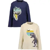 Blue Seven Langarmshirt "Jungen 2er Pack Langarmshirts", Jungen, Gr. 122, blau (m001, multipack 1), 100% Baumwolle, normal, Rundhals, Shirts Langarmshirt