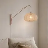 LumenXL Verstellbare Wandlampe Brandel mit rundem Stoffschirm in Hellbeige