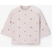 Sissy-Boy Kurzarm-Sweater Mit Blumenstickerei - Beige | Größe: XL
