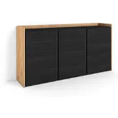 Skraut Home Sideboard, Highboard, 156x80x35 cm, 3 Türen, Wohnzimmer, Küche, Schwarz Eiche