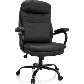 Hjh OFFICE XXL Drehstuhl RELAX XXL B Bürostuhl gepolstert bis 180 kg belastbar mit Armlehnen Kunstleder für Büro, Zuhause