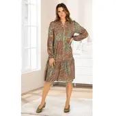 DW-Shop Viskose-Kleid in Druck rost in Größe 54 von , Rost, 54