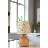 Opviq , Hochwertige Tischlampe (E27, 40W) Beige & Eiche, IP20, 33 cm, 100 cm Kabel