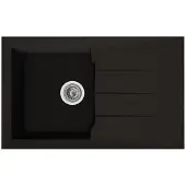 Stradour ALINEO 1C Küchen-Einbauspüle 81 x 50 cm Schwarz BMC matt, 1 Becken, Eckige Form mit Handablauf, Korbventil + Siphon
