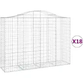 vidaXL Gabionen mit Hochbogen 18Stk. 200x50x140/160cm Verzinktes Eisen